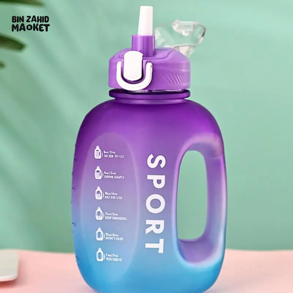 SPORT WATER BOTTLE | PORTABLE FITNESS PLASTIC CUP WITH STRAW LARGE CAPACITY OUTDOOR TRAVEL DRINKWARE BOTTLE