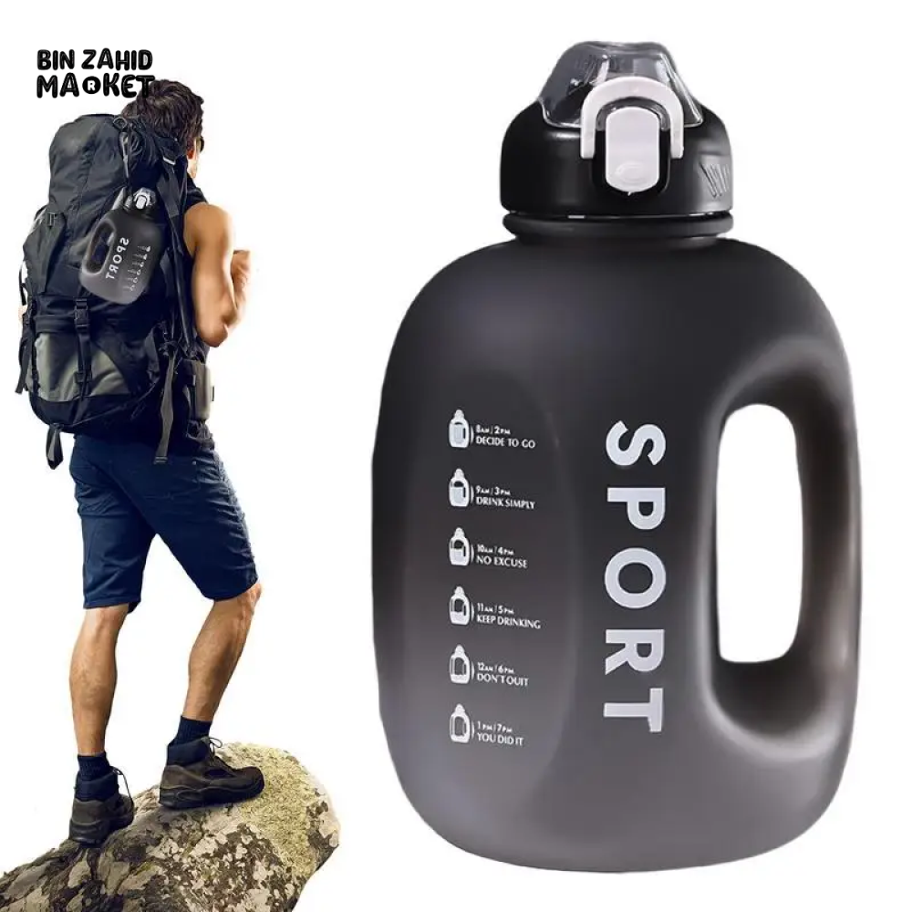 SPORT WATER BOTTLE | PORTABLE FITNESS PLASTIC CUP WITH STRAW LARGE CAPACITY OUTDOOR TRAVEL DRINKWARE BOTTLE