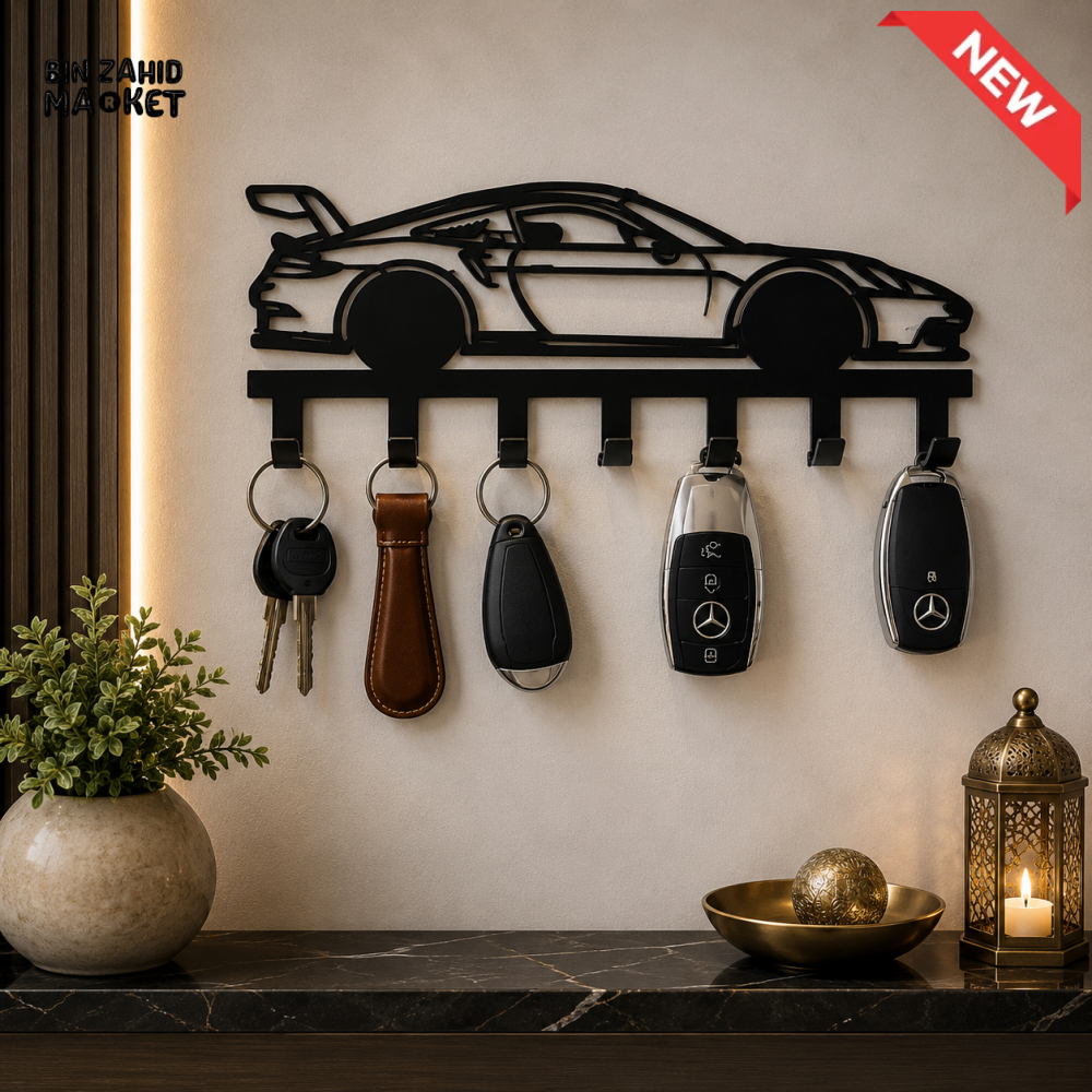 SPORTS CAR WALL-MOUNTED KEY HOLDER WITH 7 HOOKS