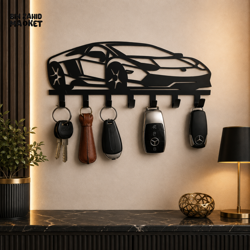 SPORTS CAR WALL-MOUNTED KEY HOLDER WITH 7 HOOKS