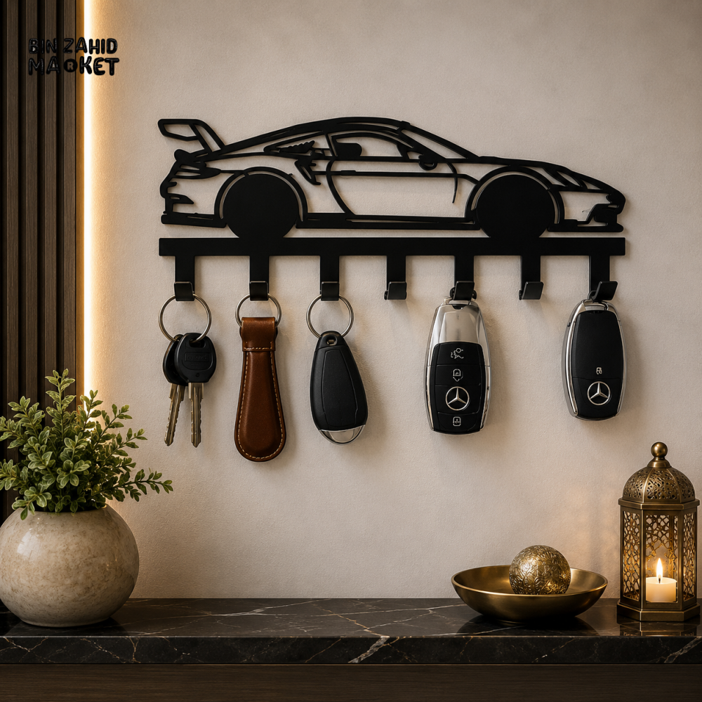 SPORTS CAR WALL-MOUNTED KEY HOLDER WITH 7 HOOKS