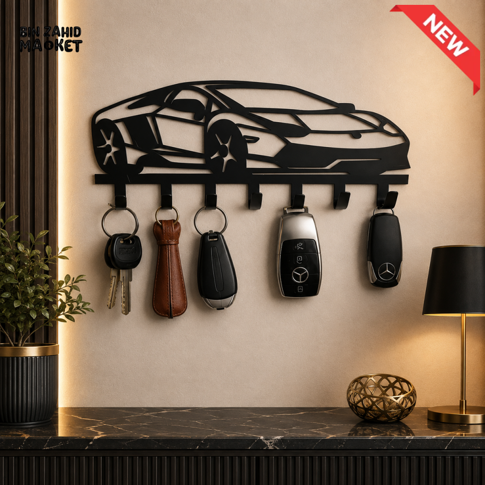 SPORTS CAR WALL-MOUNTED KEY HOLDER WITH 7 HOOKS