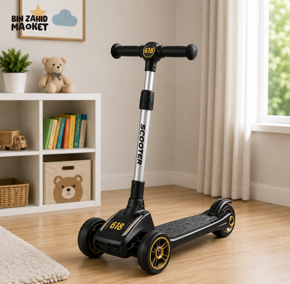 SPORTS DRIFT KIDS SCOOTER WITH LED WHEELS - BLACK