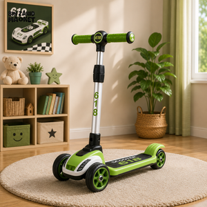 SPORTS DRIFT KIDS SCOOTER WITH LED WHEELS - GREEN