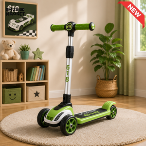 SPORTS DRIFT KIDS SCOOTER WITH LED WHEELS - GREEN