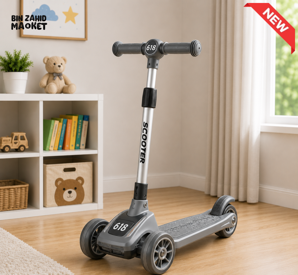 SPORTS DRIFT KIDS SCOOTER WITH LED WHEELS - GREY