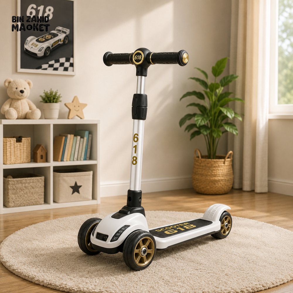 SPORTS DRIFT KIDS SCOOTER WITH LED WHEELS - WHITE