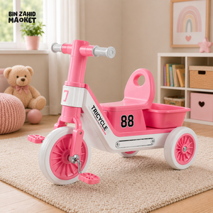 SPORTS STYLE KIDS TRICYCLE WITH STORAGE SEAT - PINK