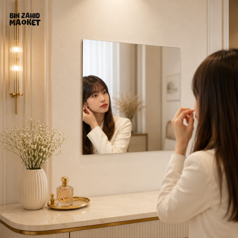 SQUARE FRAMELESS SELF-ADHESIVE WALL MIRROR