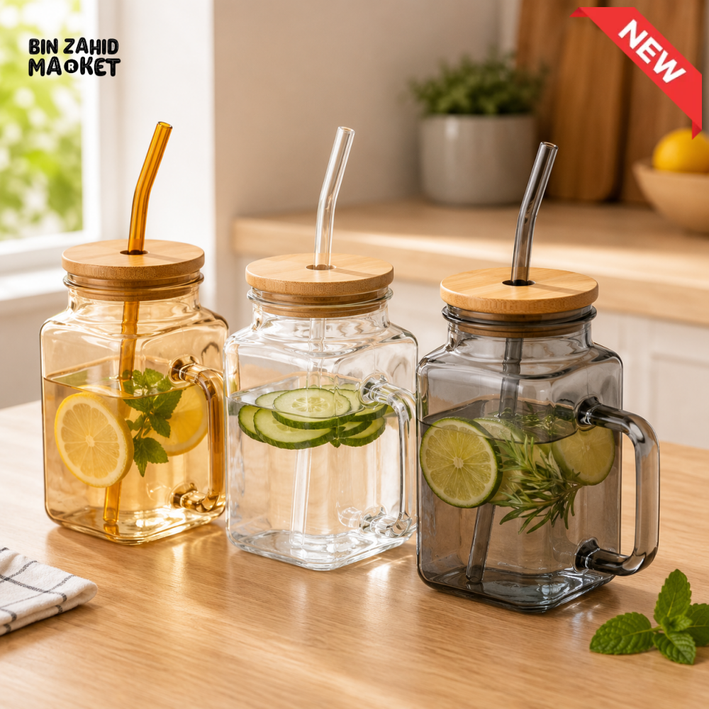 AMBER GLASS WATER PITCHER SET WITH 6 DRINKING GLASSES - 2 Liters - 1 piece
