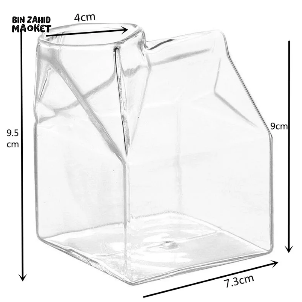 SQUARE GLASS MILK CUP – MICROWAVE-SAFE JAPANESE-STYLE KITCHEN TABLEWARE 300ML
