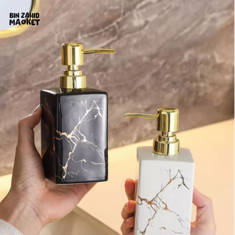SQUARE MARBLE GLASS SOAP DISPENSER