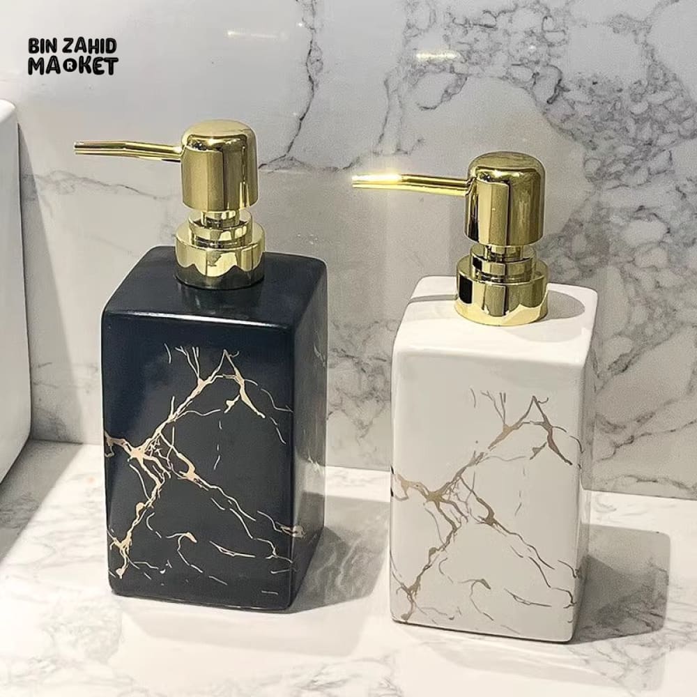 SQUARE MARBLE GLASS SOAP DISPENSER