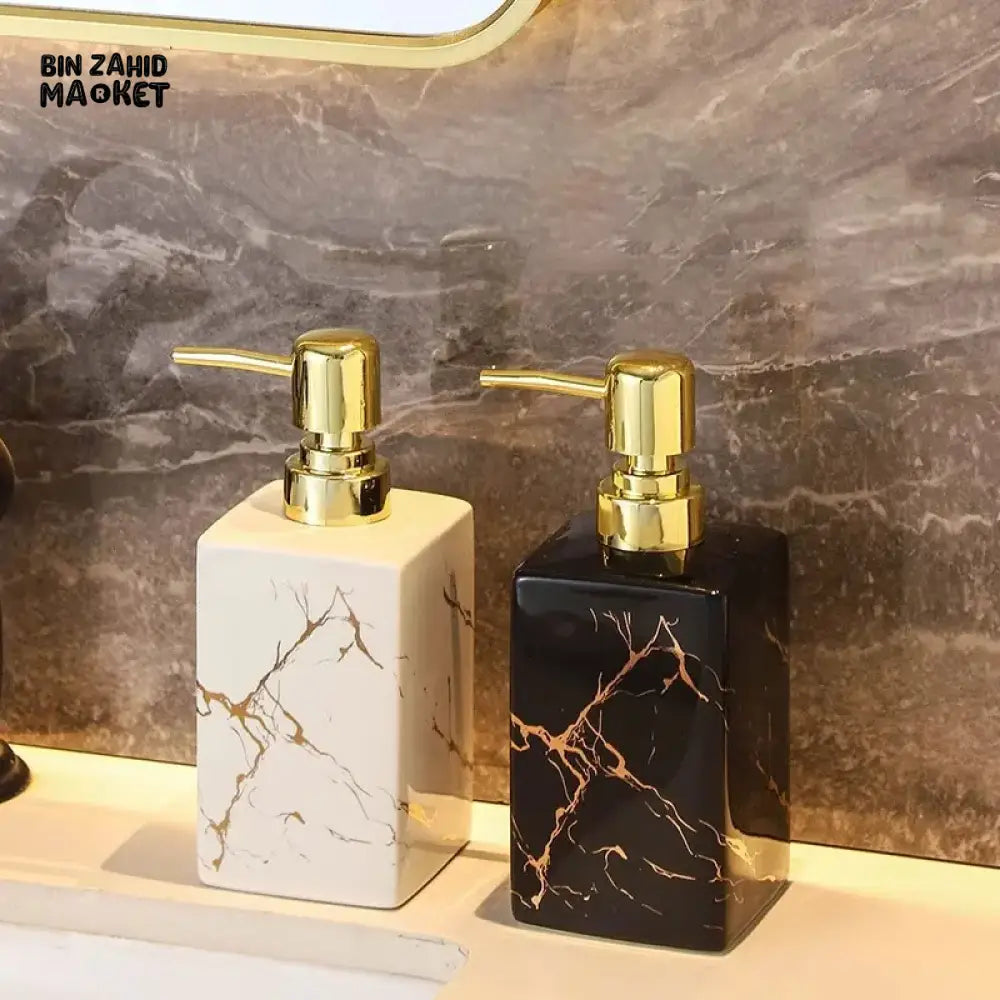 SQUARE MARBLE GLASS SOAP DISPENSER