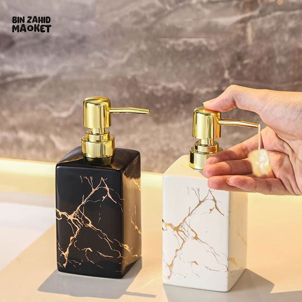 SQUARE MARBLE GLASS SOAP DISPENSER