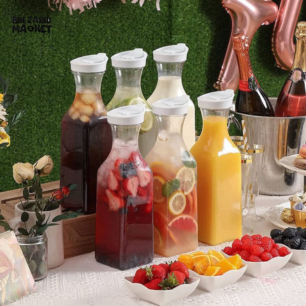 SQUARE PLASTIC JUICE & MILK BOTTLE 1.1 LITRE – FLIP LID WATER CONTAINER