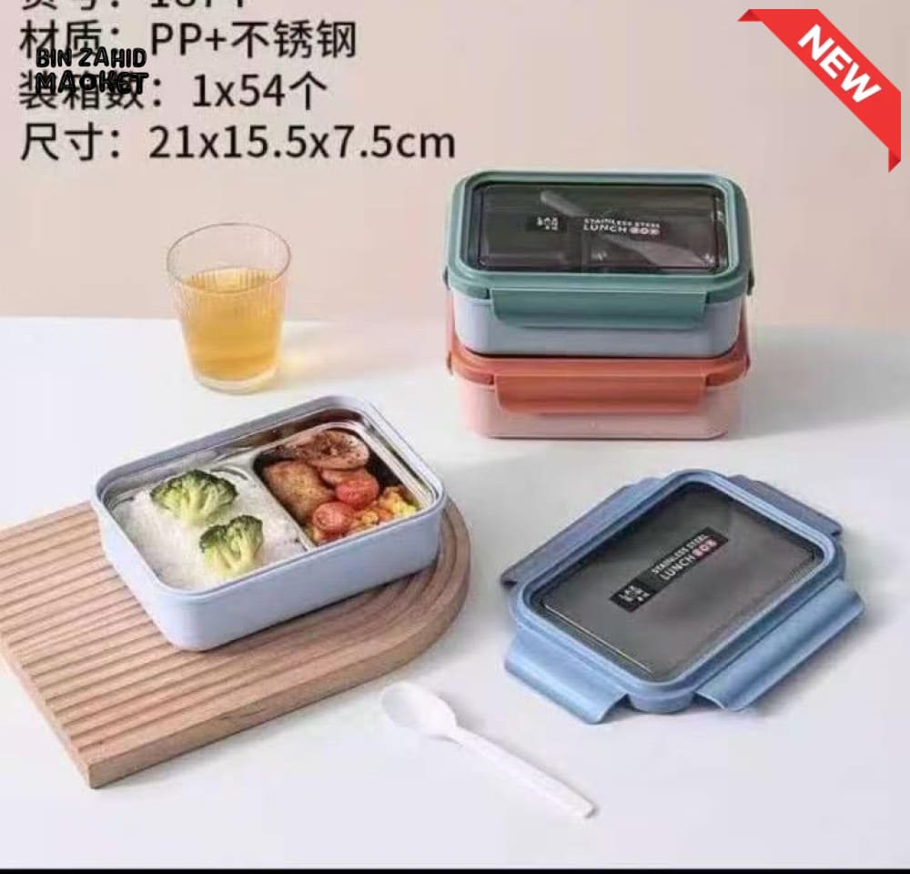 STACKABLE LUNCH BOX SET – STAINLESS DIVIDER TRAY ANTI-LEAK DESIGN