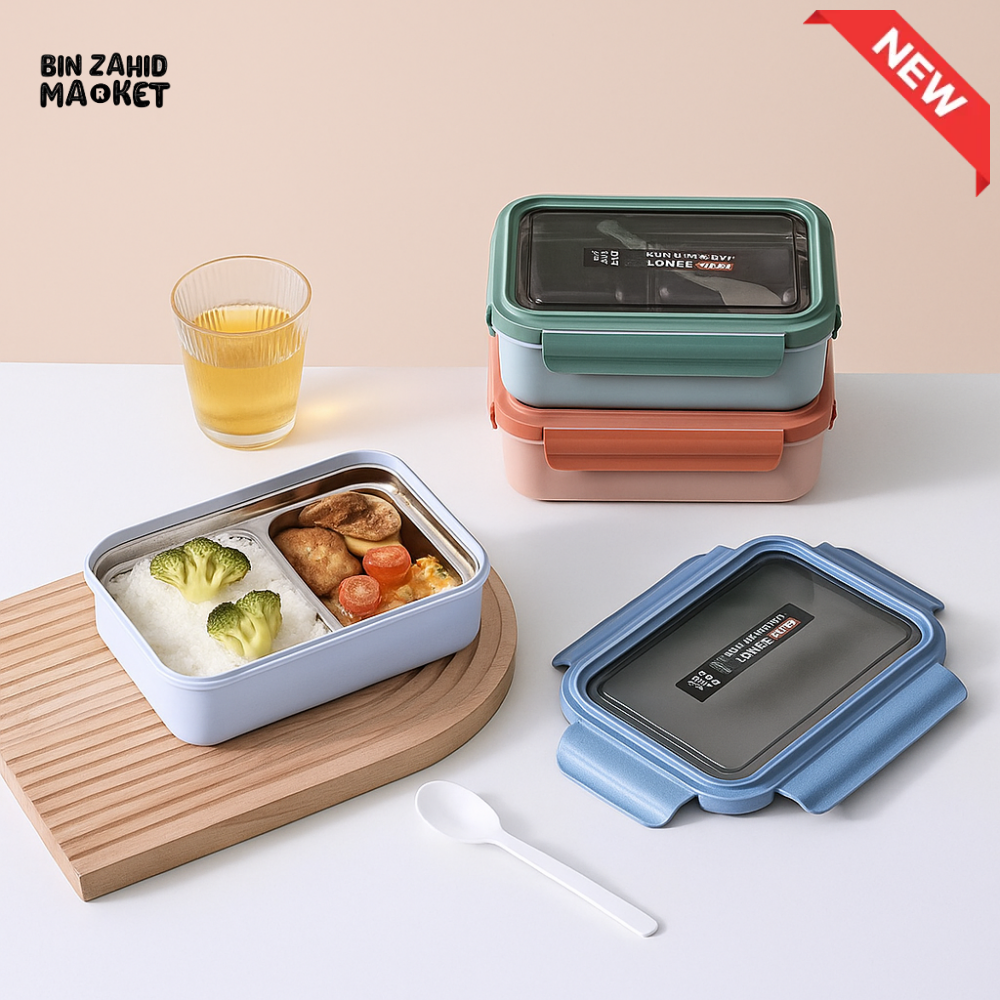 STACKABLE LUNCH BOX SET – STAINLESS DIVIDER TRAY ANTI-LEAK DESIGN
