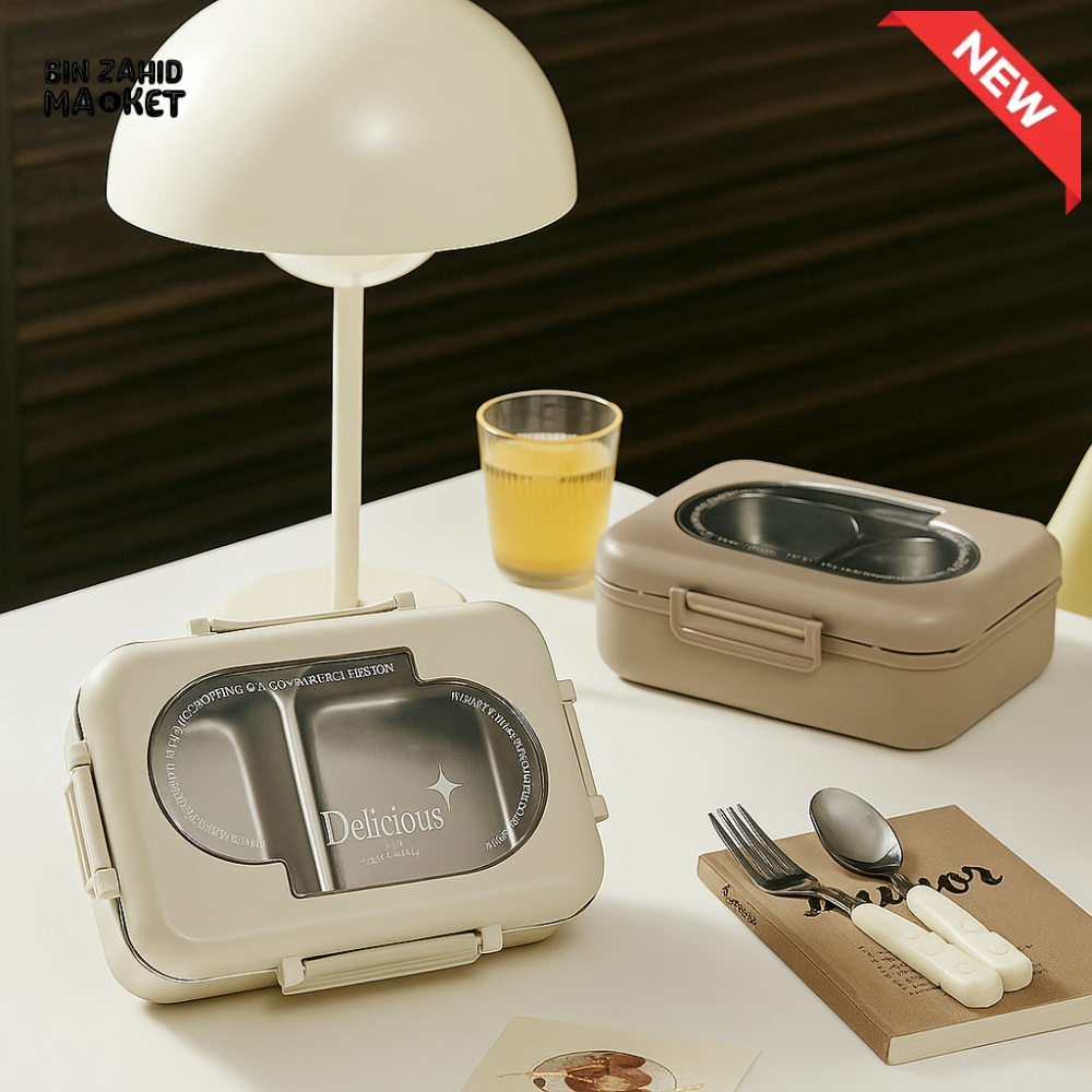 STAINLESS BENTO LUNCH BOX – DIVIDED TRAY PORTABLE & REUSABLE