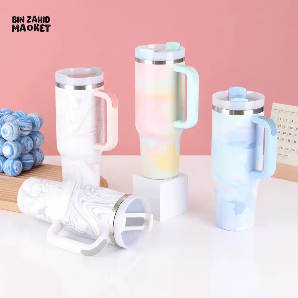STAINLESS STEEL 304 40 0Z THERMOS CUP WITH HANDLE SECOND GENERATION PAINTED CAR CUP PORTABLE ICE CUP FOR OUTDOOR USE - CAMOUFLAGE POWDER