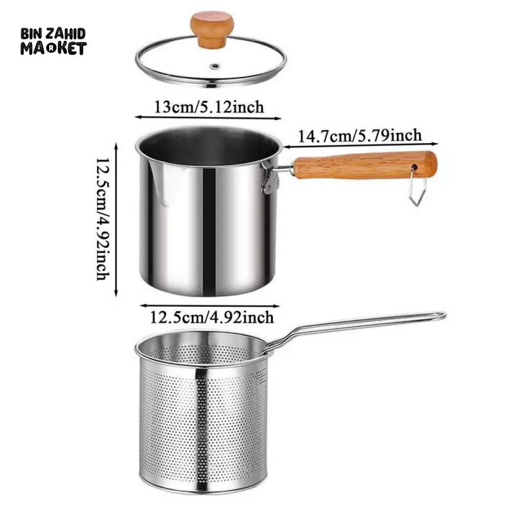 STAINLESS STEEL 304 DEEP FRYER POT – WITH BASKET & LID FOOD-GRADE MULTIFUNCTIONAL DESIGN
