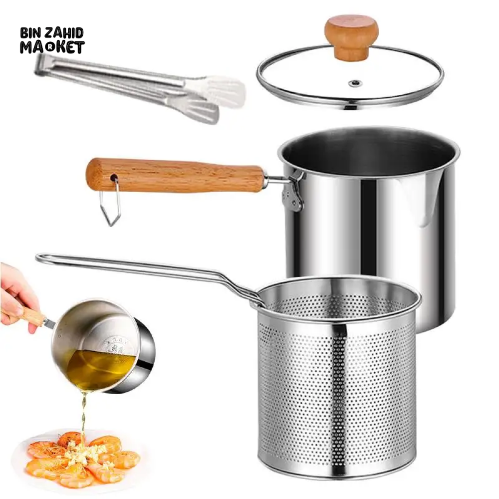STAINLESS STEEL 304 DEEP FRYER POT – WITH BASKET & LID FOOD-GRADE MULTIFUNCTIONAL DESIGN