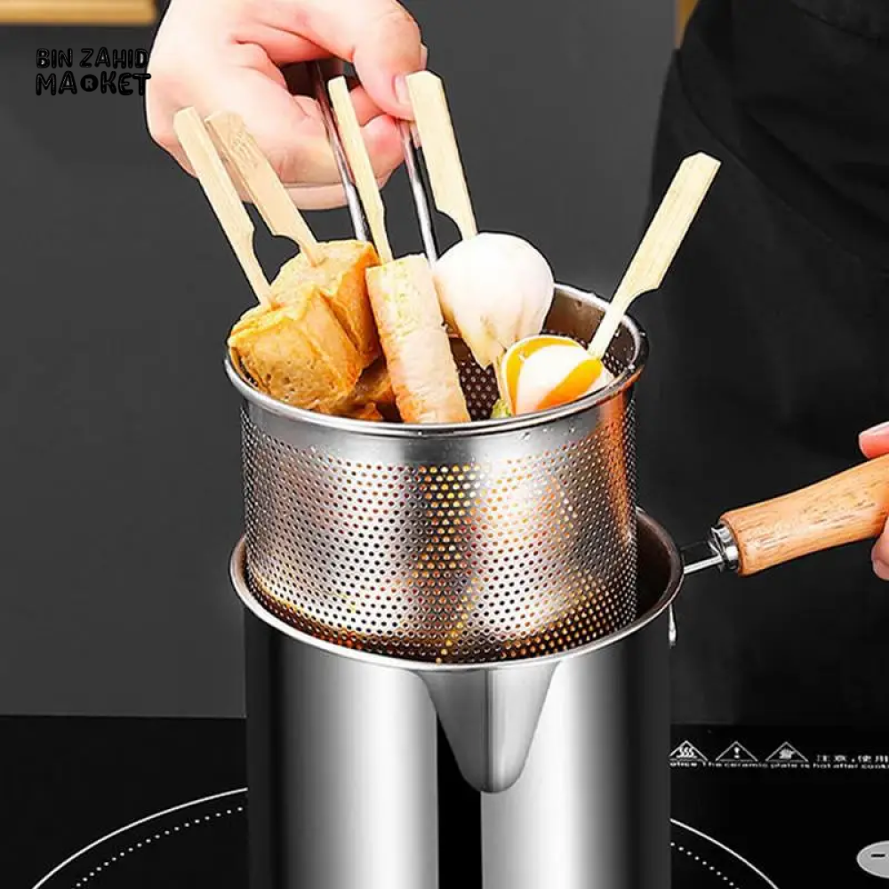 STAINLESS STEEL 304 DEEP FRYER POT – WITH BASKET & LID FOOD-GRADE MULTIFUNCTIONAL DESIGN