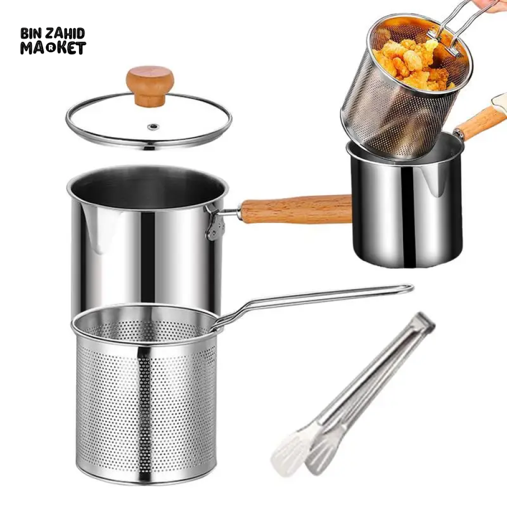STAINLESS STEEL 304 DEEP FRYER POT – WITH BASKET & LID FOOD-GRADE MULTIFUNCTIONAL DESIGN