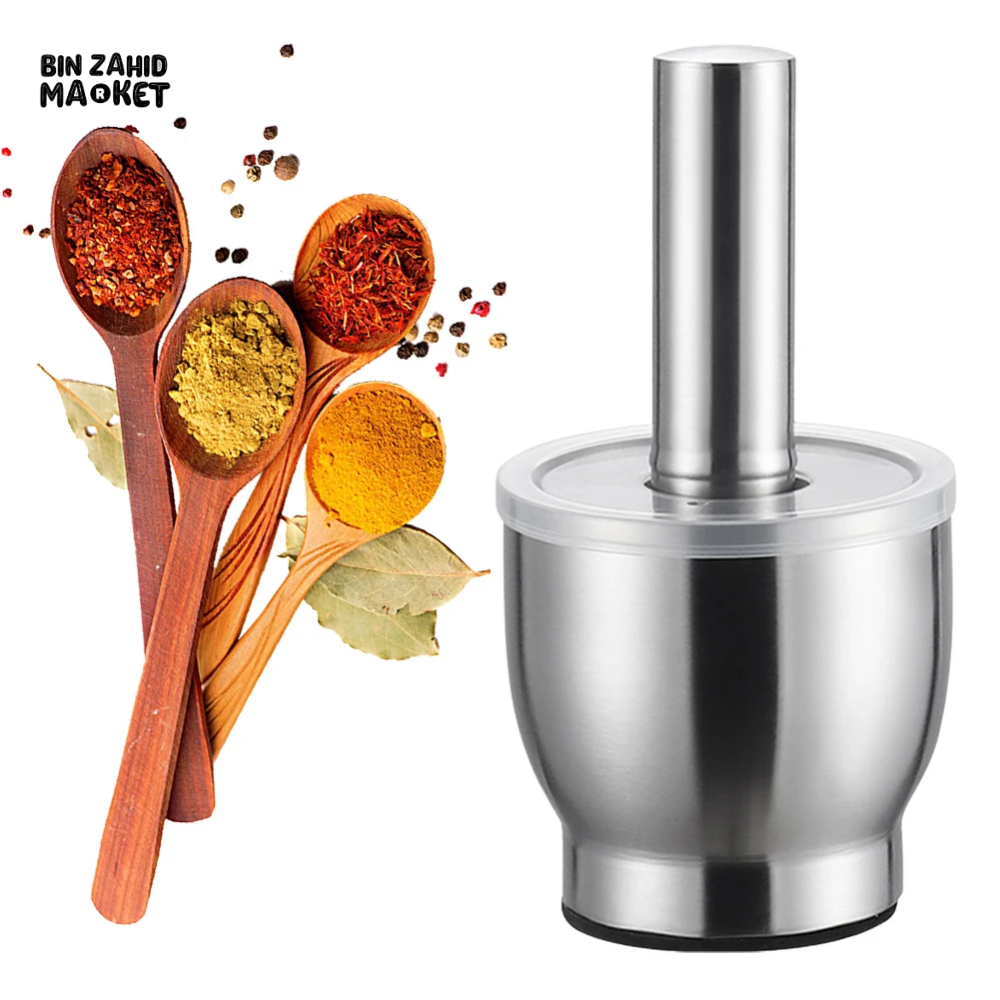 STAINLESS STEEL 304 MANUAL GARLIC POUNDER – RUST-PROOF MASHING JAR & PILL CRUSHER