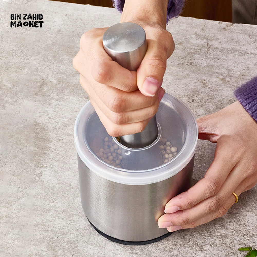 STAINLESS STEEL 304 MANUAL GARLIC POUNDER – RUST-PROOF MASHING JAR & PILL CRUSHER