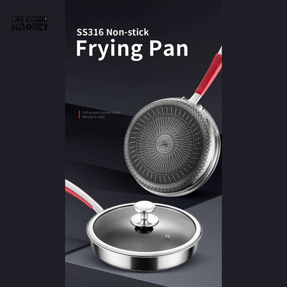 STAINLESS STEEL 316 NON-STICK FRYING PAN - HEALTHY & DURABLE COOKWARE