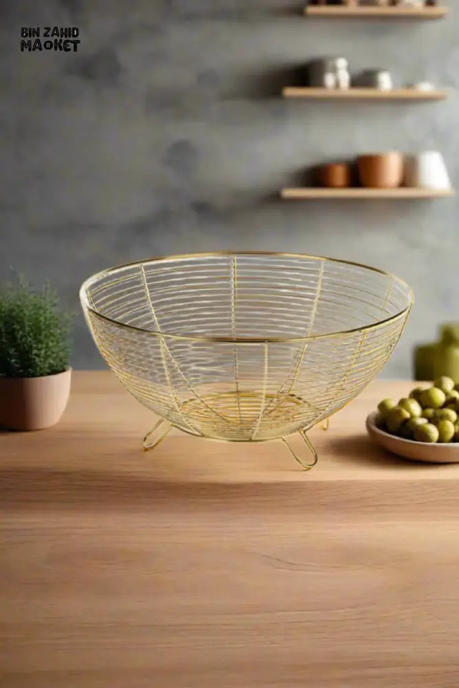 STAINLESS STEEL BASKETS FOR KITCHEN USE EASY TO USE FRUITS STORAGE BOWLS - GOLDEN