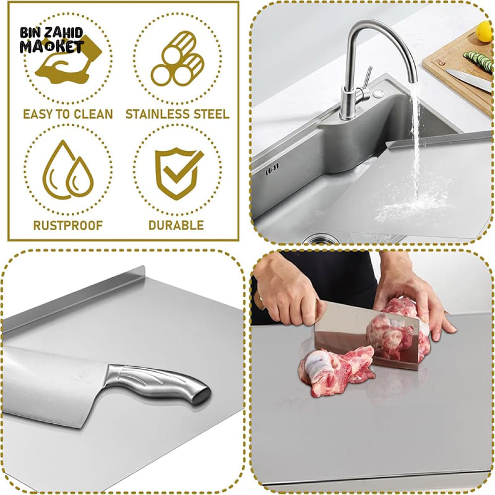 STAINLESS STEEL CHOPPING BOARD DOUBLE PANEL KITCHENWARE - 30CMX40CM