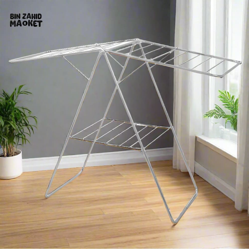 STAINLESS STEEL CLOTHES DRYER RACK – FOLDABLE RUST-RESISTANT HEAVY DUTY & SPACE-SAVING DESIGN FOR INDOOR AND OUTDOOR USE