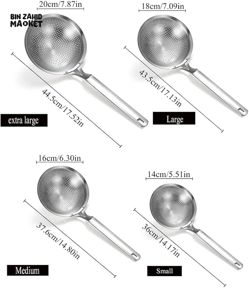 STAINLESS STEEL FINE MESH SIEVE SPOON – KITCHEN OIL & SOUP STRAINER