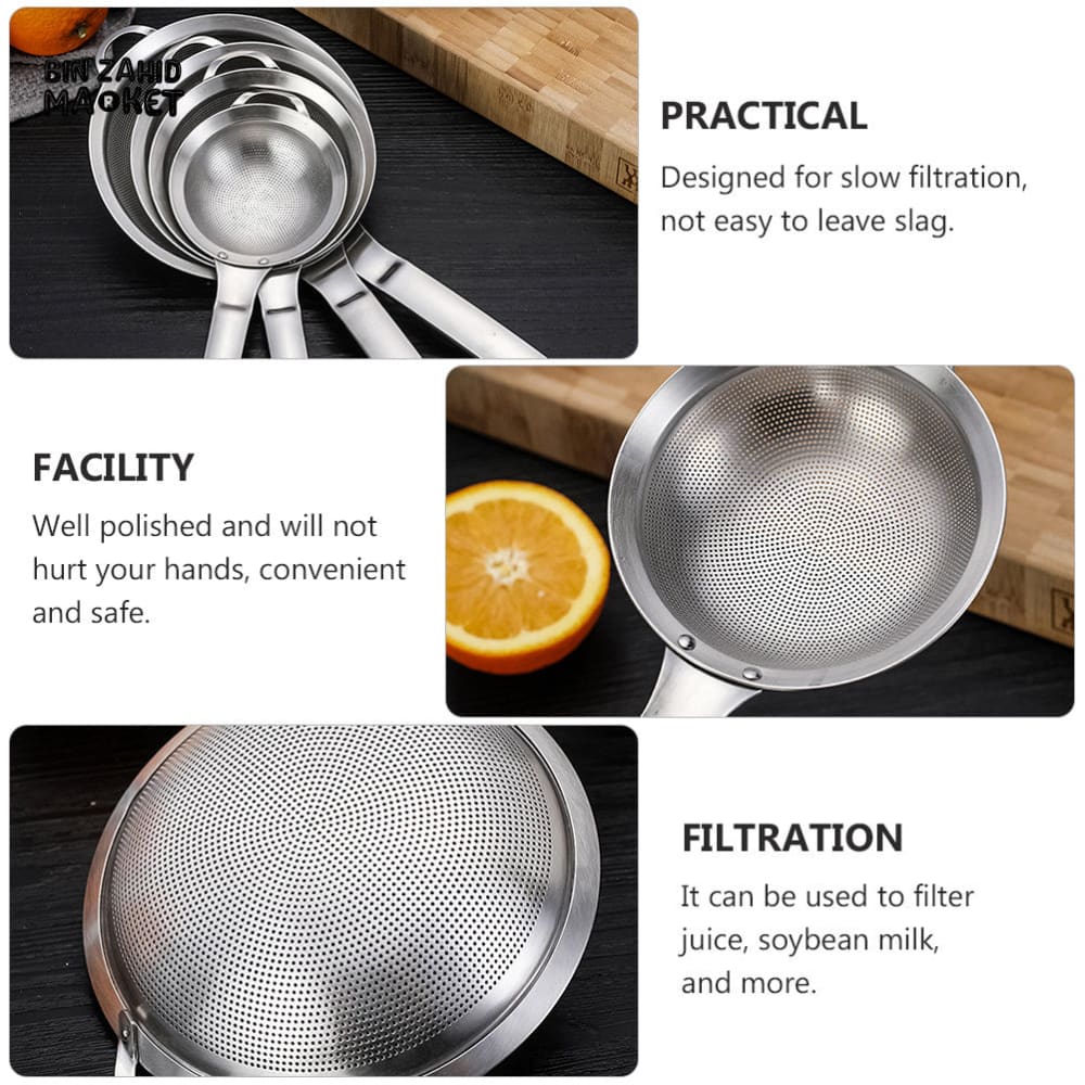 STAINLESS STEEL FINE MESH SIEVE SPOON – KITCHEN OIL & SOUP STRAINER