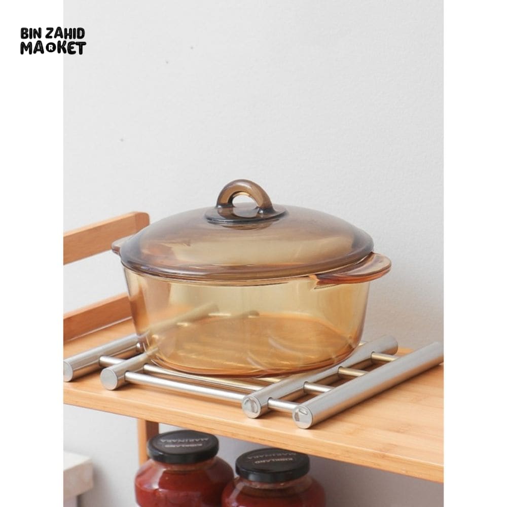 STAINLESS STEEL FOLDABLE HOT POT STAND – HEAT RESISTANT KITCHEN UTENSIL RACK FOR COOKWARE