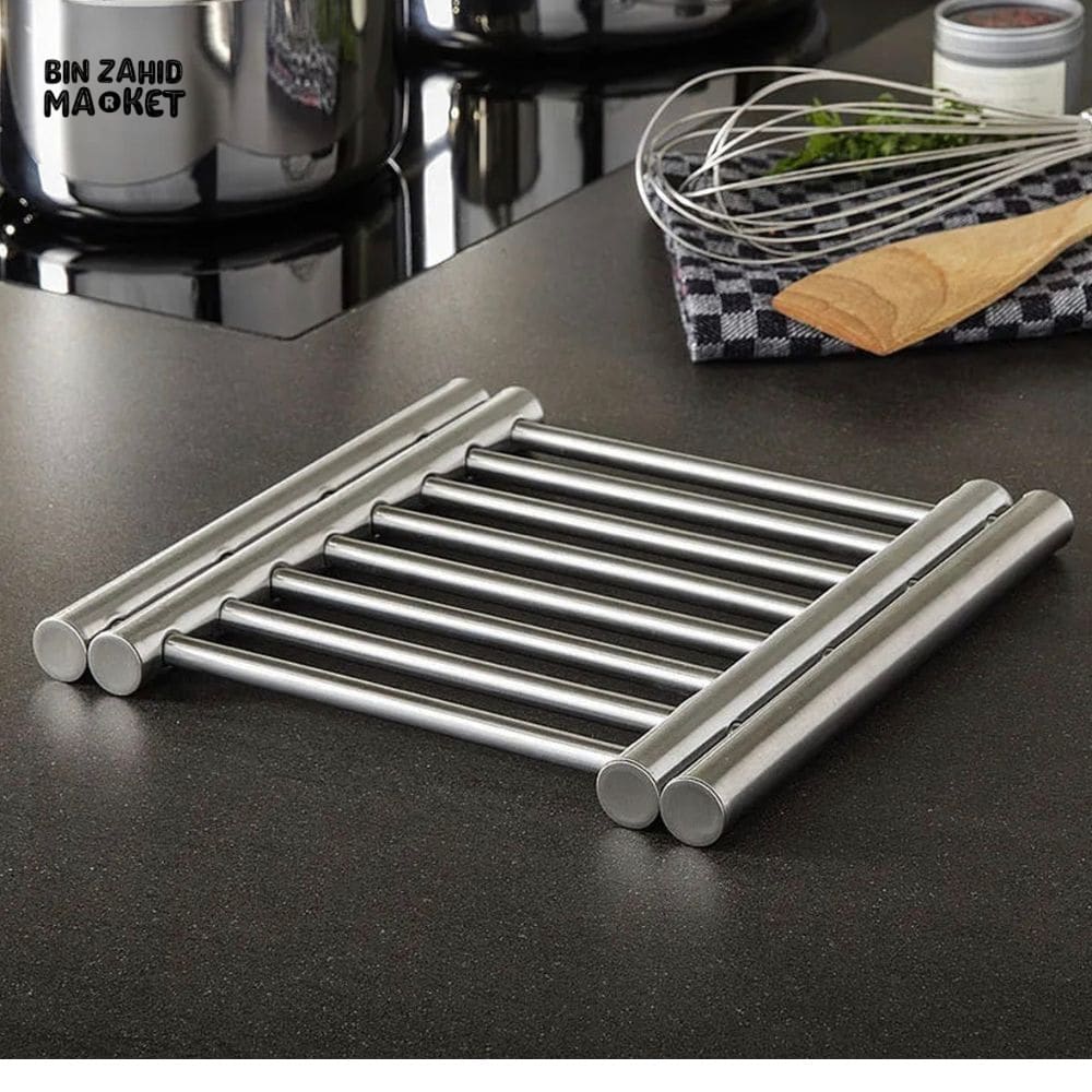 STAINLESS STEEL FOLDABLE HOT POT STAND – HEAT RESISTANT KITCHEN UTENSIL RACK FOR COOKWARE