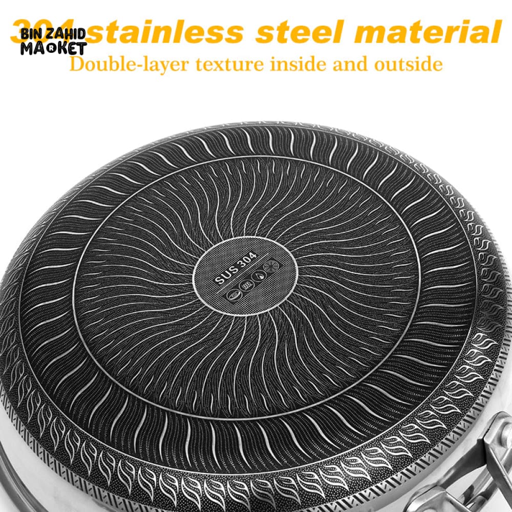 STAINLESS STEEL HONEY-COMB LASER COATED FRYING PAN WITH HEAVY BASE