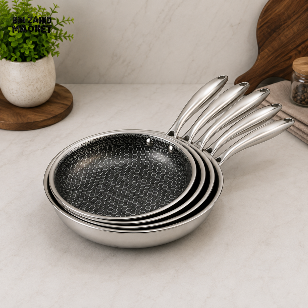 STAINLESS STEEL HONEYCOMB FRYING PAN SET - 24 CM