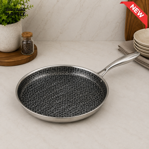 STAINLESS STEEL HONEYCOMB SHALLOW FRYING PAN - 28CM