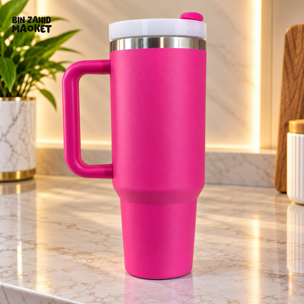 STAINLESS STEEL INSULATED TRAVEL TUMBLER WITH HANDLE 40OZ