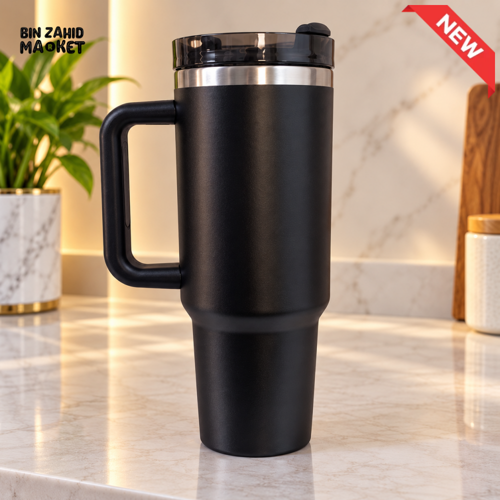 STAINLESS STEEL INSULATED TRAVEL TUMBLER WITH HANDLE 40OZ