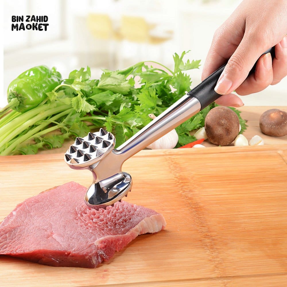 STAINLESS STEEL MEAT HAMMER TENDERIZER – DOUBLE-SIDED