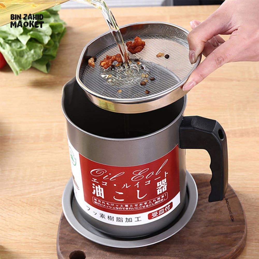 STAINLESS STEEL OIL FILTER POT – LARGE CAPACITY GREASE SEPARATOR WITH LID - 1.4 L