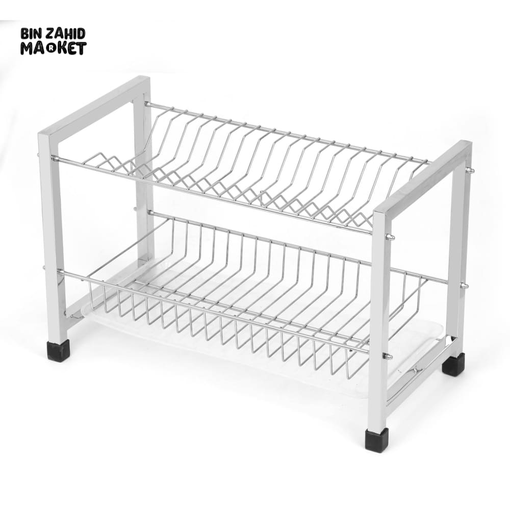 STAINLESS STEEL PLATE RACK – RUSTPROOF & SPACE-SAVING KITCHEN ORGANIZER - 2 TIER SMALL