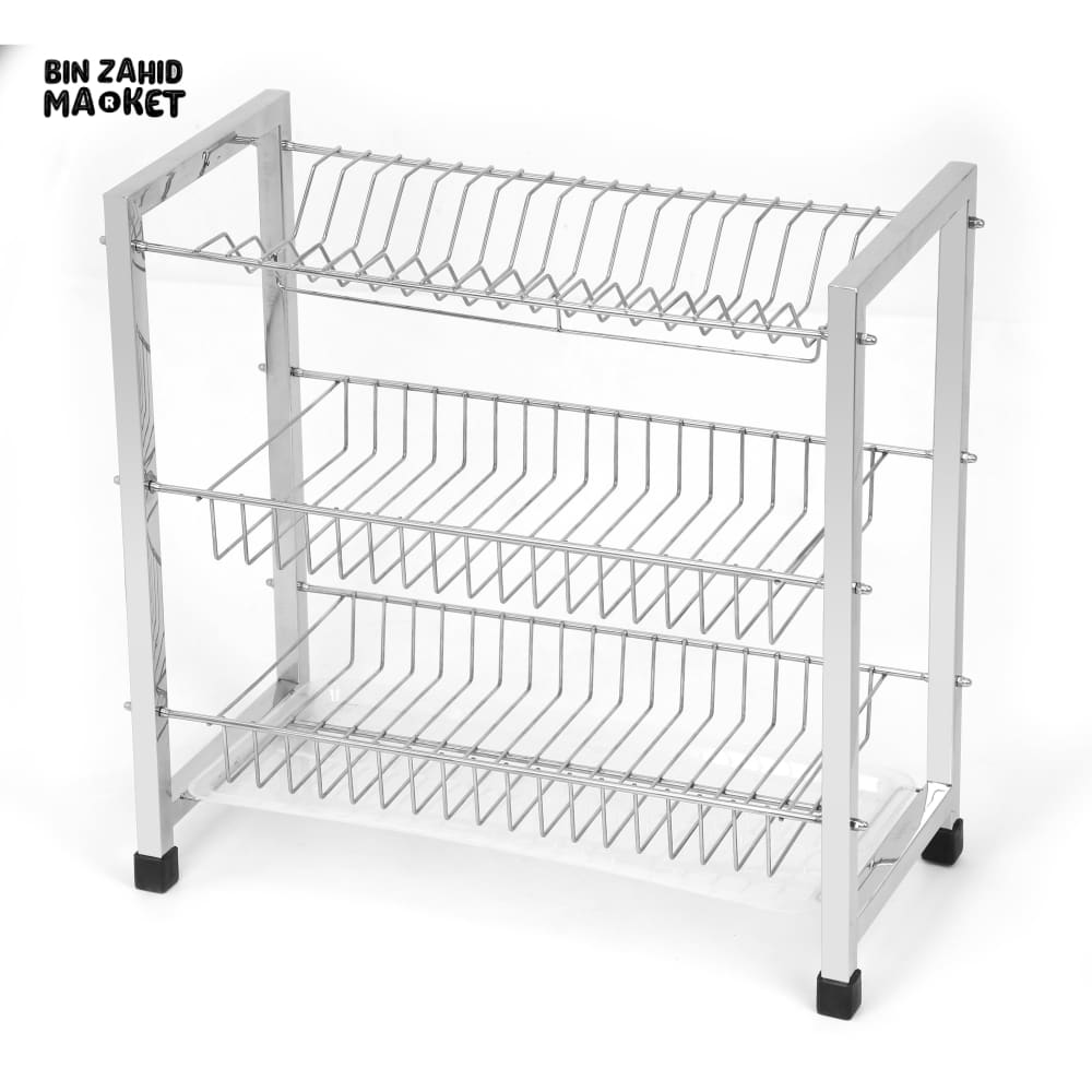 STAINLESS STEEL PLATE RACK – RUSTPROOF & SPACE-SAVING KITCHEN ORGANIZER - 3 TIER SMALL