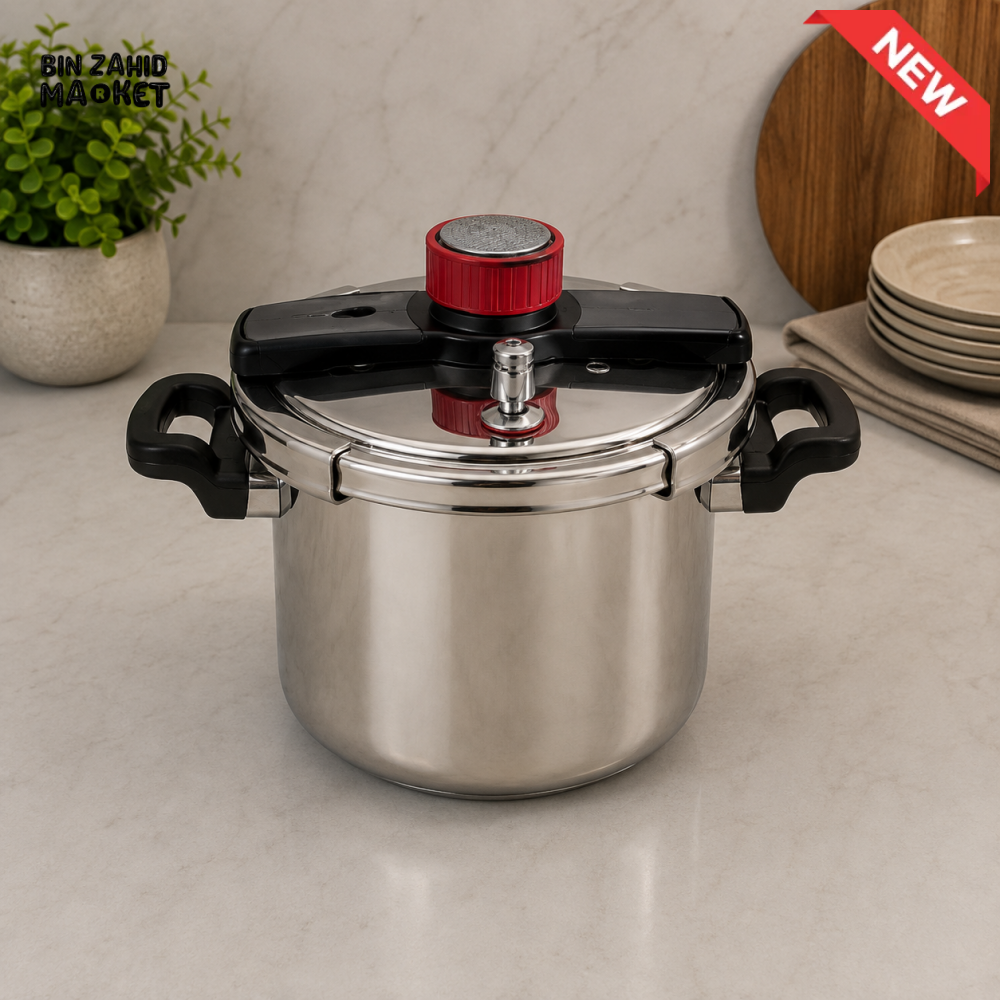 STAINLESS STEEL PRESSURE COOKER WITH SAFETY LOCKING LID - 11 LITER