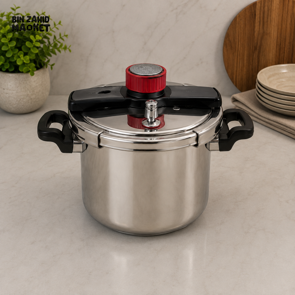 STAINLESS STEEL PRESSURE COOKER WITH SAFETY LOCKING LID - 11 LITER