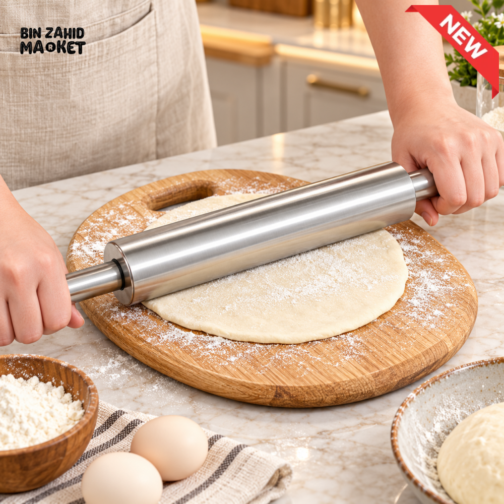 STAINLESS STEEL ROLLING PIN FOR DOUGH & BAKING